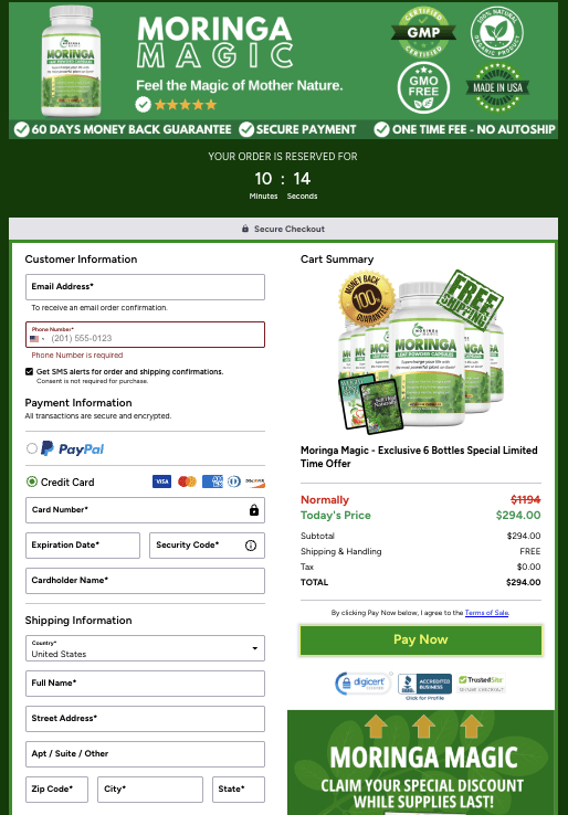 Moringa health supplement-order-page